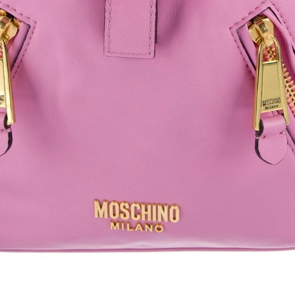 MOSCHINO Couture Pink Rare Find Badges Leather Backpack - Picture 9 of 17